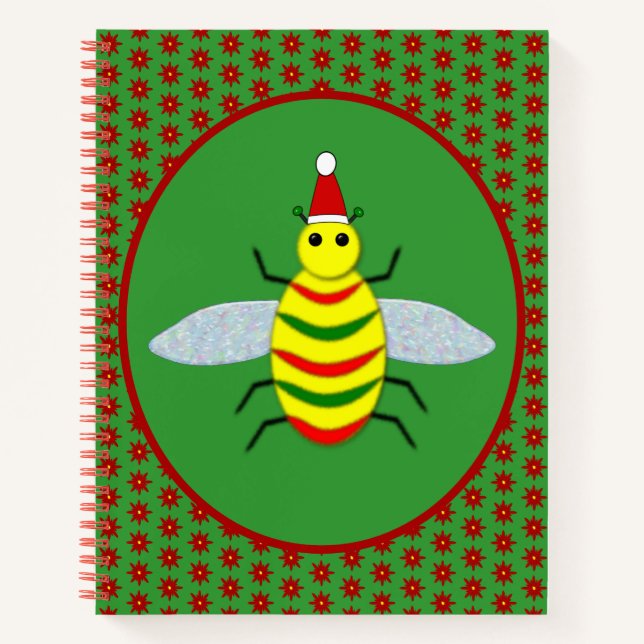 Niedliche Weihnachtsbäume und Poinsettia-Blume Notizbuch (Vorderseite)