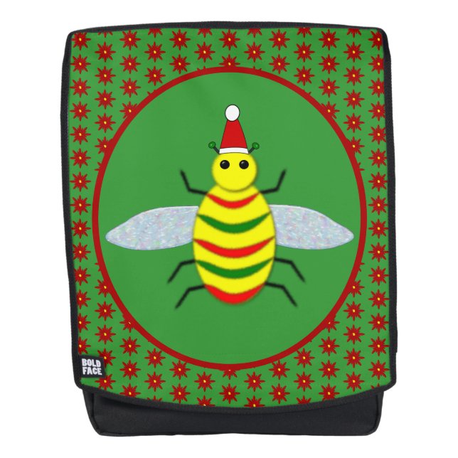 Niedliche Weihnachtsbäume und Poinsettia-Blume Rucksack (Vorderseite)