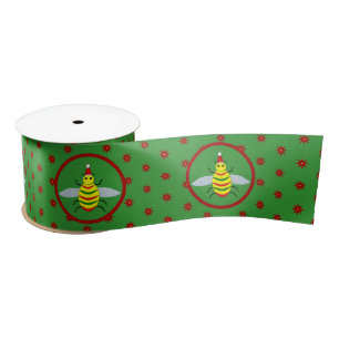 Niedliche Weihnachtsbäume und Poinsettia-Blume Satinband