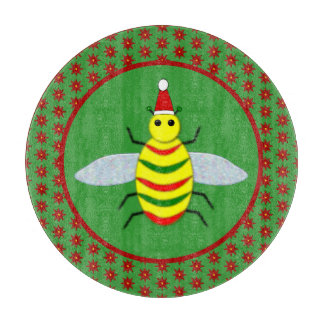 Niedliche Weihnachtsbäume und Poinsettia-Blume Schneidebrett