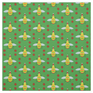 Niedliche Weihnachtsbäume und Poinsettia-Blume Stoff