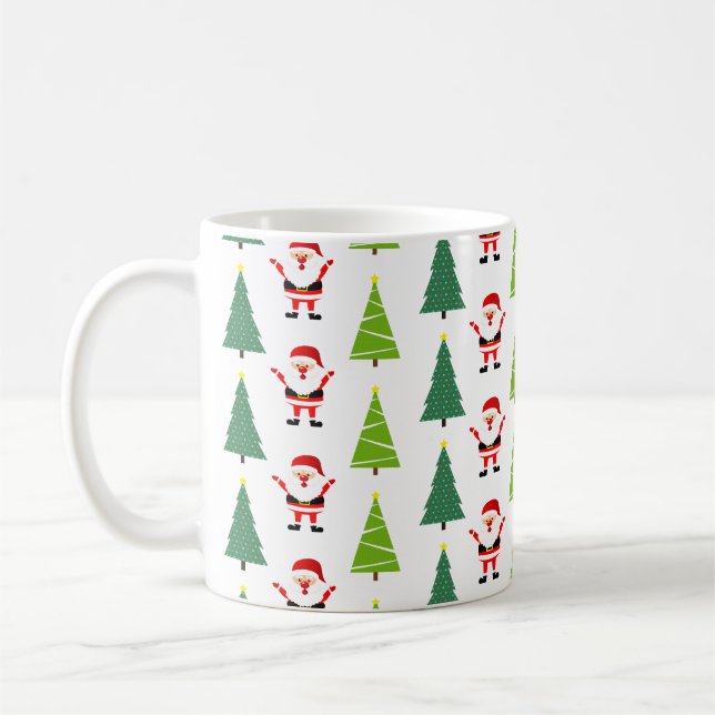 Niedliche Weihnachtsbäume & Weihnachtsmuster Weiß Kaffeetasse (Links)
