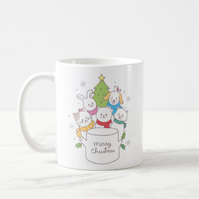 Niedliche Weihnachtsbaumfreunde | Weihnachtsfeiert Kaffeetasse (Links)