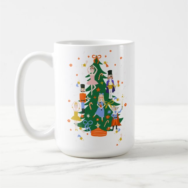 Niedliche WeihnachtsbaumIllustration mit Kranz Kaffeetasse (Links)