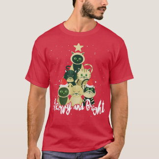 Niedliche Weihnachtsbaumkatzen X T-Shirt