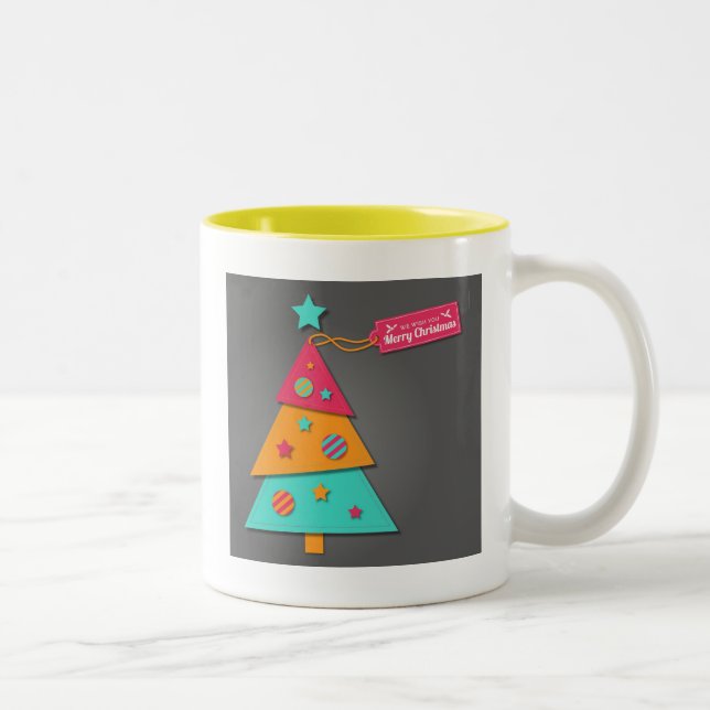 Niedliche Weihnachtsbaumkunst Zweifarbige Tasse (Rechts)