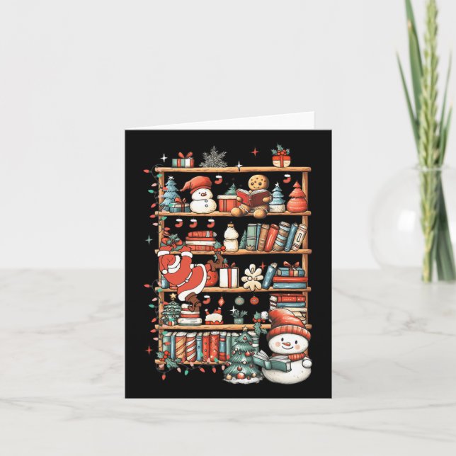 Niedliche Weihnachtsbibliothek - Bücher lesen Ging Karte (Vorderseite)