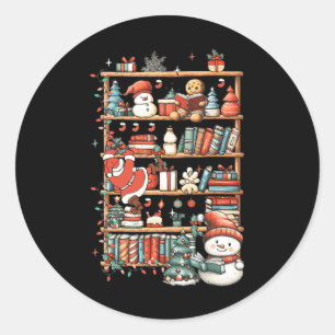 Niedliche Weihnachtsbibliothek - Bücher lesen Ging Runder Aufkleber