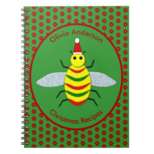Niedliche Weihnachtsbiene und Poinsettia Blume Rez Notizblock
