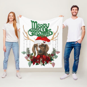 Niedliche Weihnachtsbordziege mit Antlern und Kran Fleecedecke
