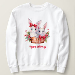 Niedliche Weihnachtsbunnies in einem Korb Sweatshirt