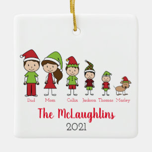 Niedliche Weihnachtscharakter mit Hund Keramikornament