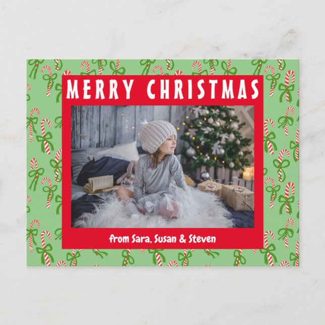 Niedliche Weihnachtscreme Canes Xmas Urlaub CUSTOM Postkarte (Vorderseite)