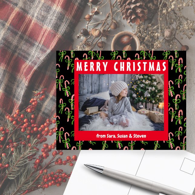 Niedliche Weihnachtscreme Canes Xmas Urlaub CUSTOM Postkarte (Cute Christmas Candy Canes Xmas Holiday CUSTOM Postcard
)