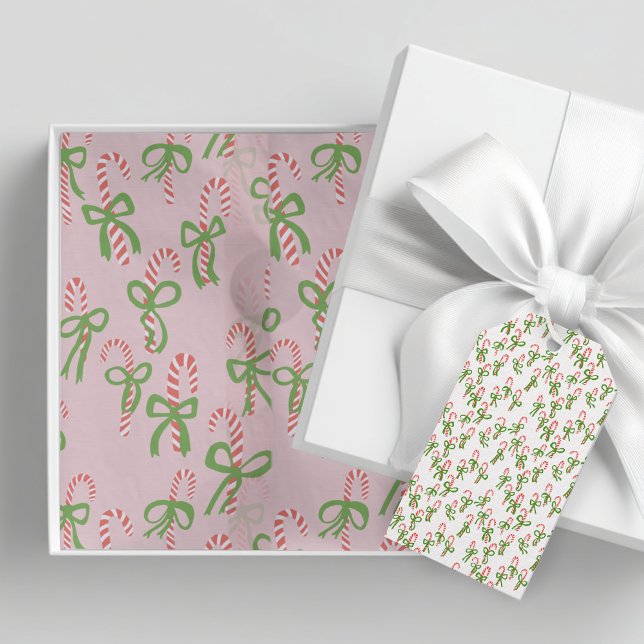 Niedliche Weihnachtscreme Canes Xmas Weihnachtsges Seidenpapier (Cute Christmas Candy Canes Bows Pink Xmas Holiday Gift Tissue Paper
)