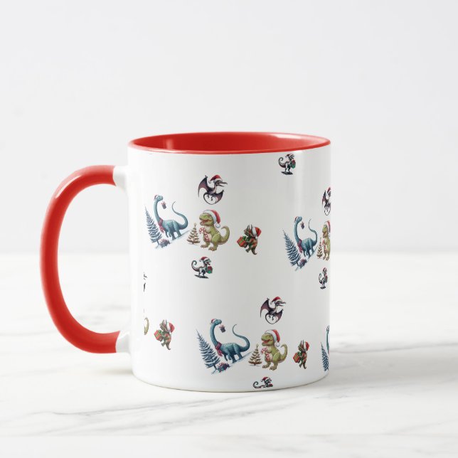 Niedliche Weihnachtsdinosaurier Tasse (Links)