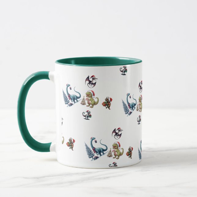 Niedliche Weihnachtsdinosaurier Tasse (Links)