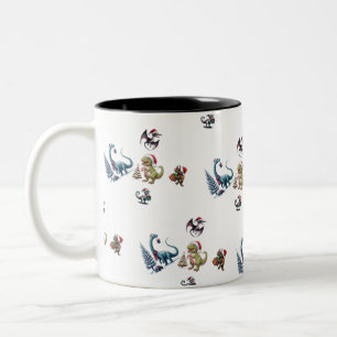 Niedliche Weihnachtsdinosaurier Zweifarbige Tasse
