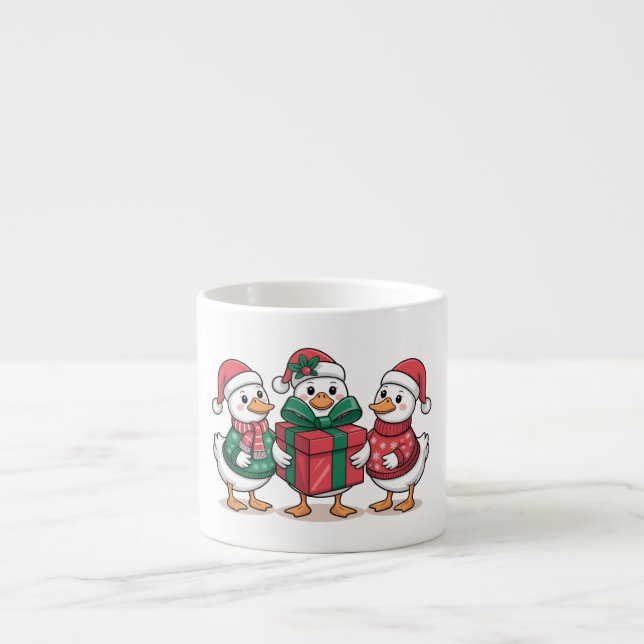 Niedliche Weihnachtsducks Cartoon Art-68105 Espressotasse (Vorderseite)