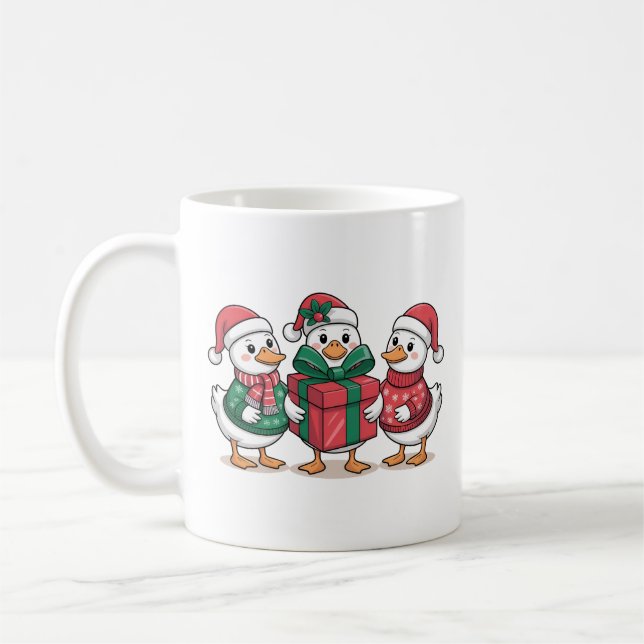Niedliche Weihnachtsducks Cartoon Art-68105 Kaffeetasse (Links)