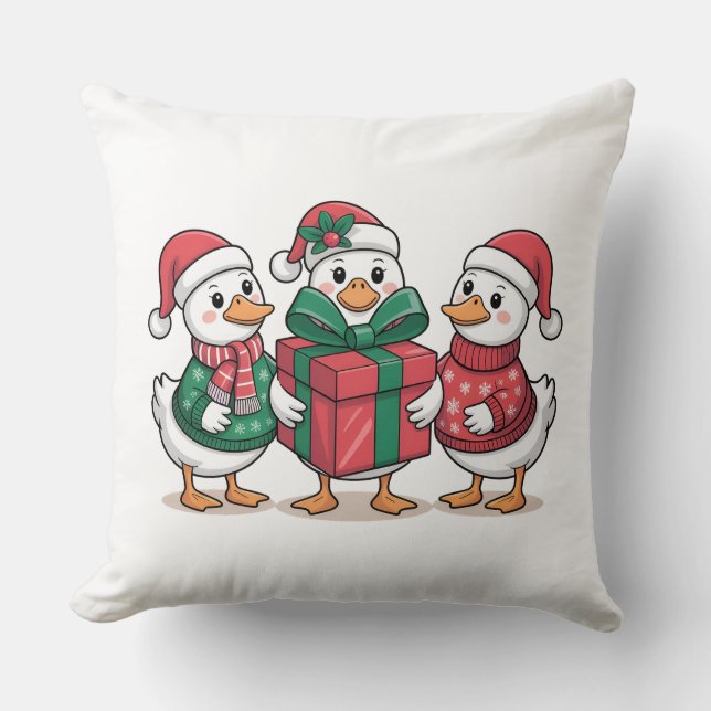 Niedliche Weihnachtsducks Cartoon Art-68105 Kissen (Vorderseite)