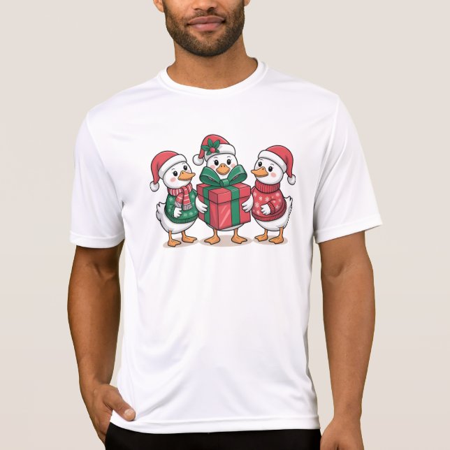 Niedliche Weihnachtsducks Cartoon Art-68105 T-Shirt (Vorderseite)