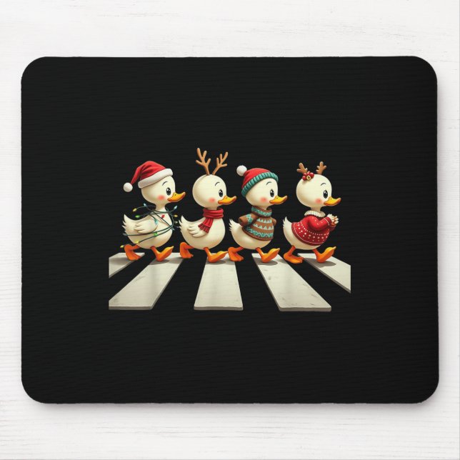 Niedliche Weihnachtsducks Parade Crosswalk Mousepad (Vorne)