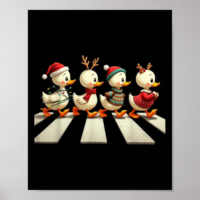 Niedliche Weihnachtsducks Parade Crosswalk Poster (Vorne)