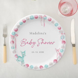 Niedliche Weihnachtsdusche Pink Blue Girl Baby Pappteller