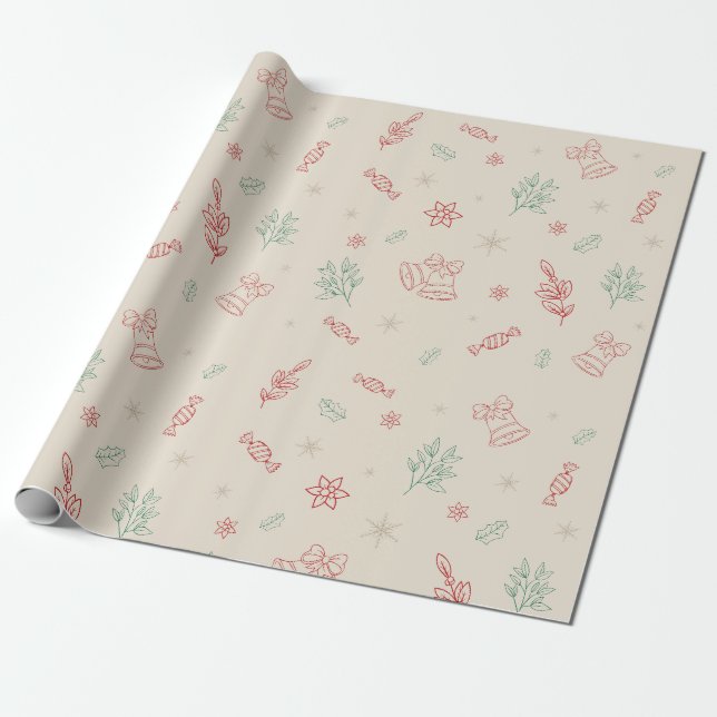 Niedliche Weihnachtselemente Geschenkpapier (Ungerollt)