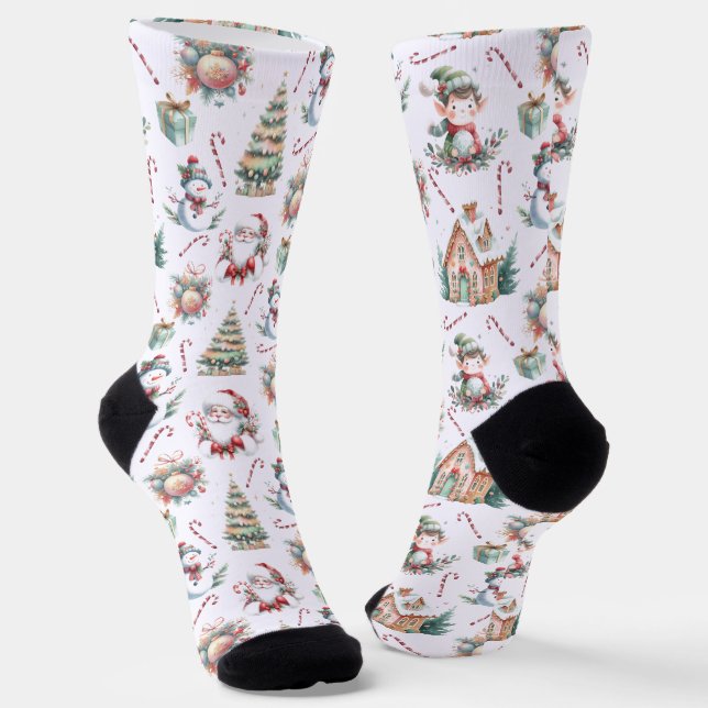 Niedliche Weihnachtselemente Socken (Gewinkelt)