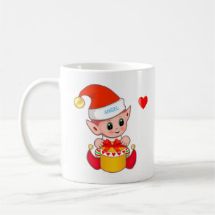 Niedliche Weihnachtself & Herz Kaffeetasse