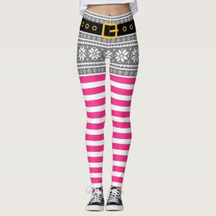 Niedliche Weihnachtself-Leggings (grau & rosa) Leggings