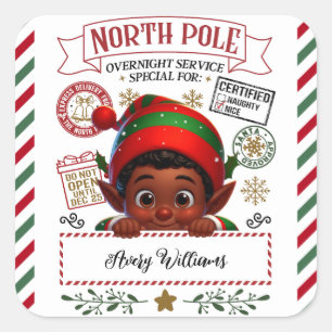 Niedliche Weihnachtself Sonderlieferung ab Weihnac Quadratischer Aufkleber