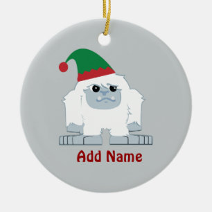 Niedliche Weihnachtself Yeti Keramikornament