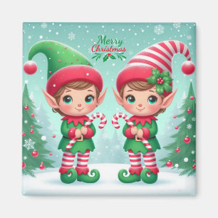 Niedliche Weihnachtselfen Magnet