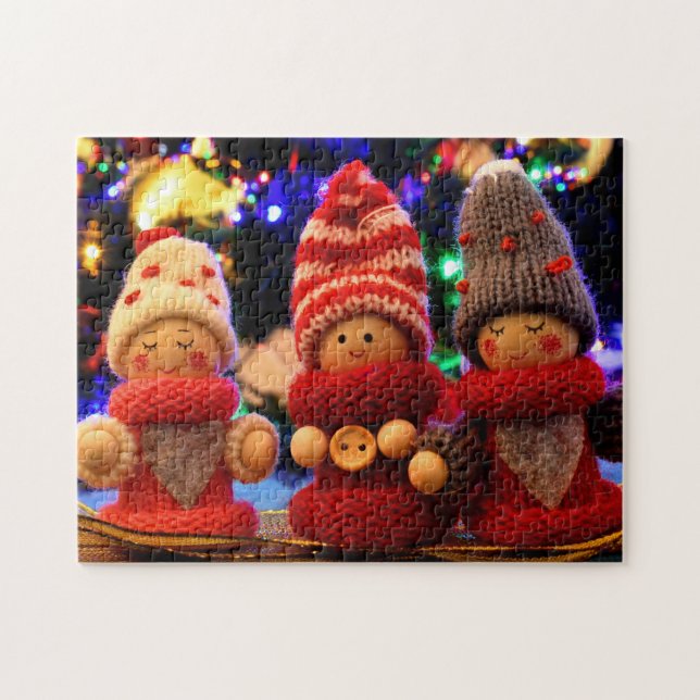 Niedliche Weihnachtselfen Ornament Jigsaw Puzzle (Horizontal)