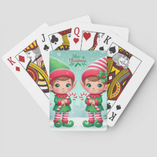 Niedliche Weihnachtselfen Spielkarten