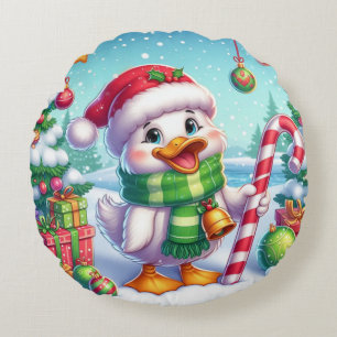 Niedliche Weihnachtsente Rundes Kissen