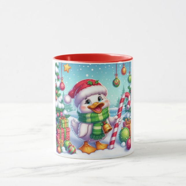 Niedliche Weihnachtsente Tasse (Zentrum)
