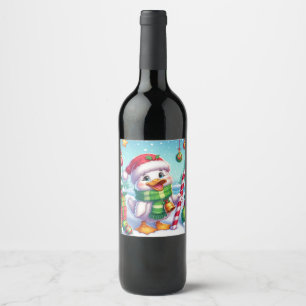 Niedliche Weihnachtsente Weinetikett