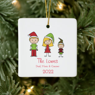 Niedliche Weihnachtsfamilie Keramikornament