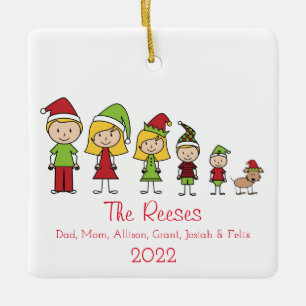 Niedliche Weihnachtsfamilie Personalisiert Keramikornament