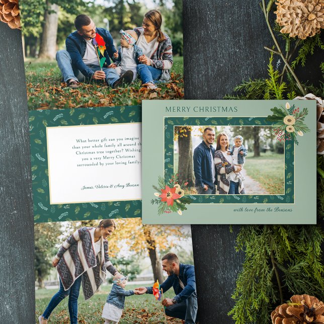 Niedliche Weihnachtsfeier 1 Foto Dreifach Gefaltete Urlaubskarte (Von Creator hochgeladen)