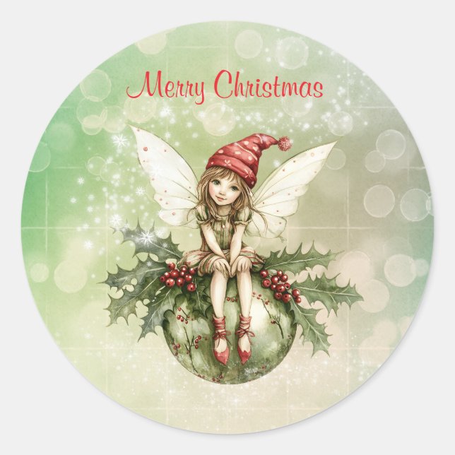 Niedliche Weihnachtsfeier auf einem Ornament Runder Aufkleber (Vorderseite)