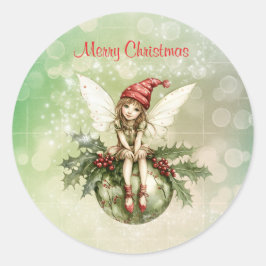 Niedliche Weihnachtsfeier auf einem Ornament Runder Aufkleber