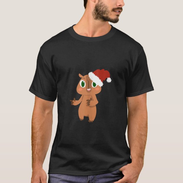 Niedliche Weihnachtsfeier Capybara Santa Claus Cav T-Shirt (Vorderseite)