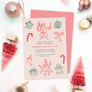 Niedliche Weihnachtsfeier Doodles Feiertag Einladung