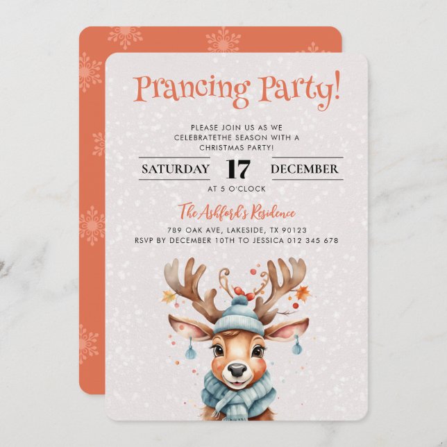 Niedliche Weihnachtsfeier Einladung (Vorne/Hinten)