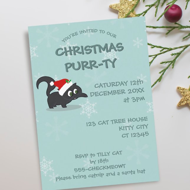 Niedliche Weihnachtsfeier Einladungen (Christmas Purrty? Here's the invitation you can send. Meowy Catmas!)